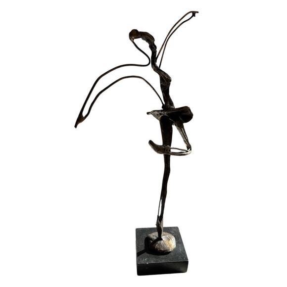 Modernist Brutalist Bronze Ballerina Figurative Sculpture Marble Base - Picture 2 of 9